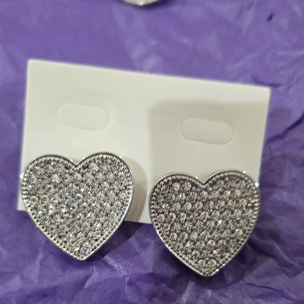 Fashion Jewelry Silver Heart Earrings